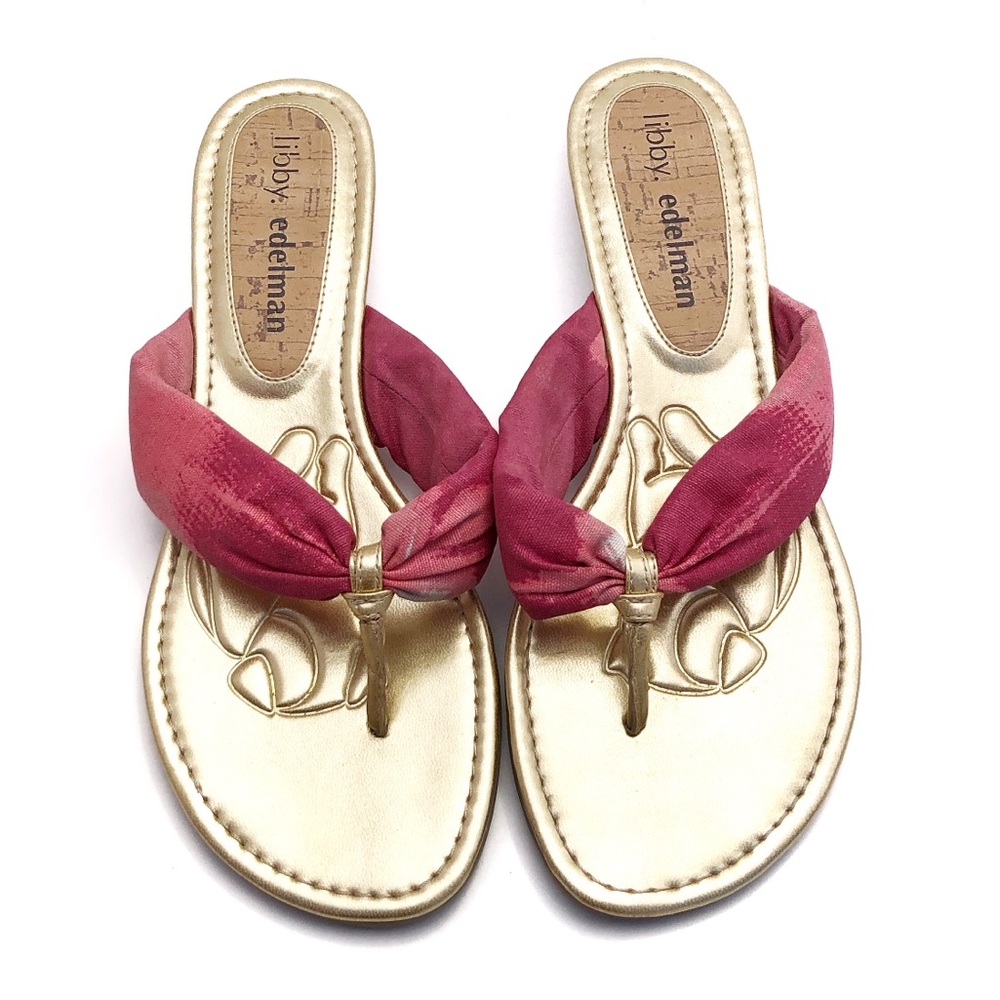 Libby Edelman Pink Gold Thong Sandals